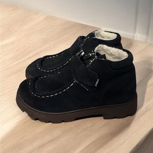 Pediped Kids Black Suede Sherpa Lined Chukka Boot.